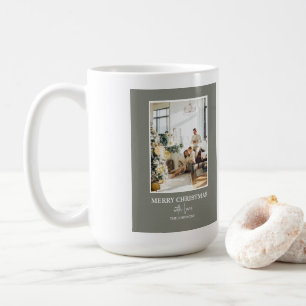 Simple Sage Green Christmas Photo Coffee Mug