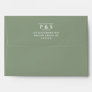 Simple Sage Green Classic Chic Monogram Wedding Envelope