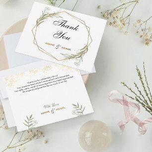 Simple Sage Green Classic Gold Elegant Script Cute Thank You Card
