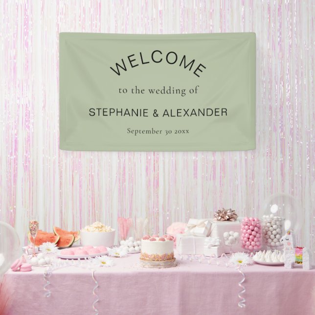 Simple Sage Green Custom Welcome to Wedding Banner (Party)