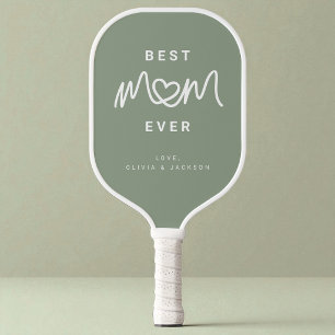 Simple Sage Green Cute Script Modern Best Mum Ever Pickleball Paddle
