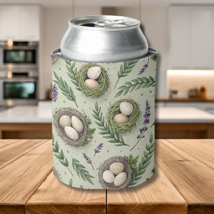 Simple Sage Green Easter Eggs Lavender Nest Can Cooler