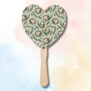 Simple Sage Green Easter Eggs Lavender Nest Hand Fan