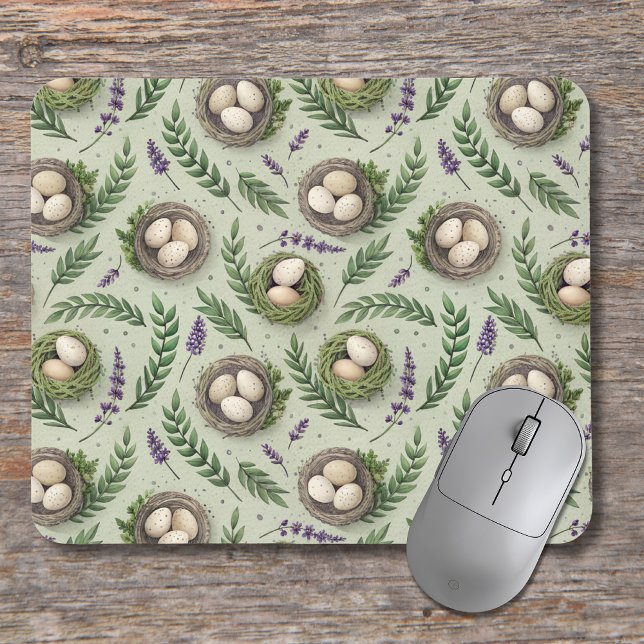 Simple Sage Green Easter Eggs Lavender Nest Mouse Pad (Creator Uploaded)