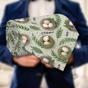 Simple Sage Green Easter Eggs Lavender Nest Tie