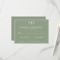 Simple Sage Green Elegant Monogram Chic Wedding