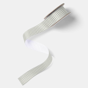 Simple Sage Green Gingham Check Pattern Satin Ribbon