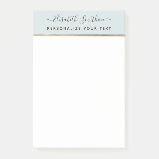 Simple Sage Green Gold Minimal Personal Stationery Post-it Notes (Front)