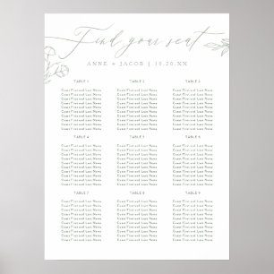 Simple Sage Green Greenery Wedding Seating Chart