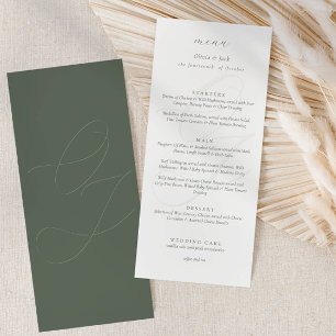 Simple Sage Green Initials Calligraphy Wedding  Menu