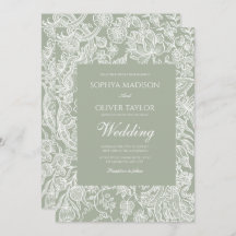 Simple  Sage Green Line Art Wildflower wedding