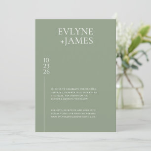 Simple Sage Green Modern Chic Wedding Photo     Invitation