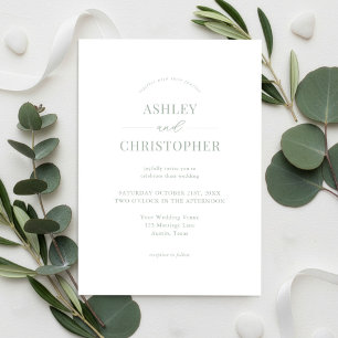 Simple Sage Green Modern Elegant Wedding Invitation