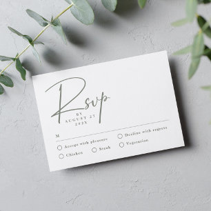 Simple Sage Green Modern RSVP Card
