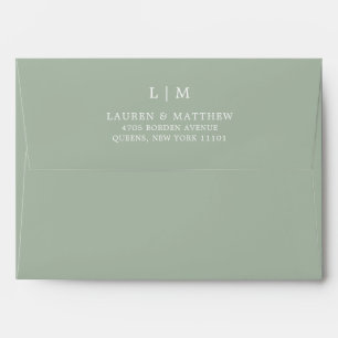 Simple Sage Green Monogram Elegant Wedding Envelope
