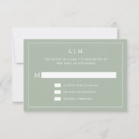 Simple Sage Green Monogram Elegant Wedding