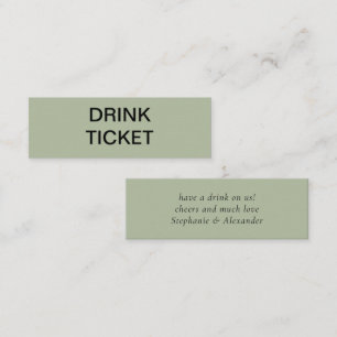 Simple Sage Green Newlywed Wedding Drink Ticket