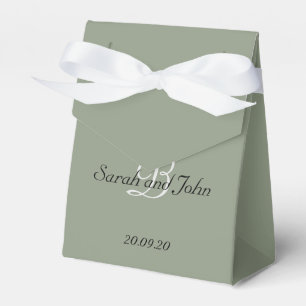 Simple Sage Green Personalised Monogram Wedding Favour Box