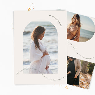 simple sage green photos collage baby pregnancy announcement