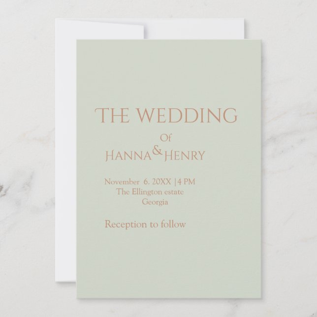 simple sage green  rose gold Modern invitation (Front)