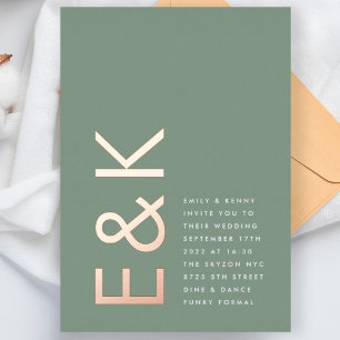 Simple Sage Green Ultra Monogram Wedding ROSE GOLD
