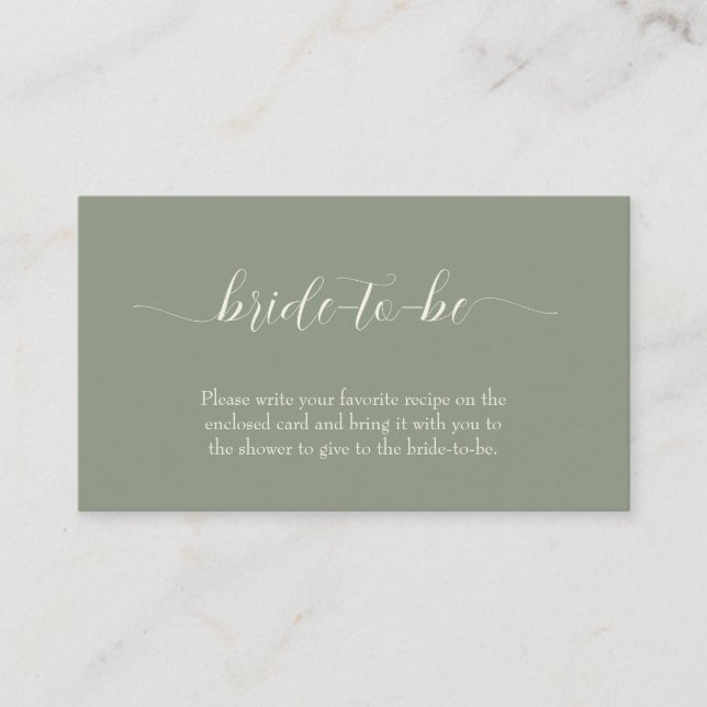 Simple Sage Green Wedding Enclosure Card (Front)