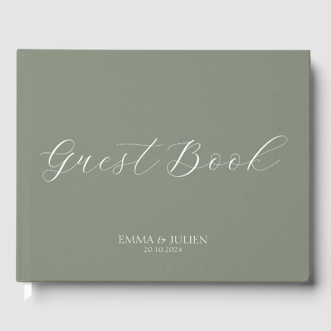 Simple Sage green wedding guest books (Front)