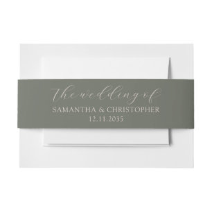 Simple Sage Green Wedding of Invitation Belly  Invitation Belly Band