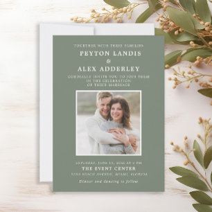 Simple Sage Green Wedding Photo Invitation