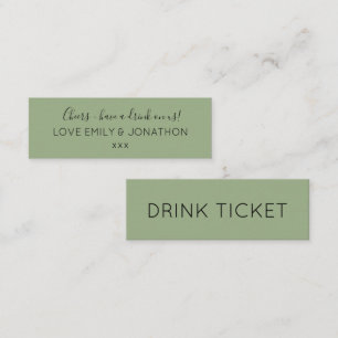 Simple Sage Green Wedding Reception Mini Business Card