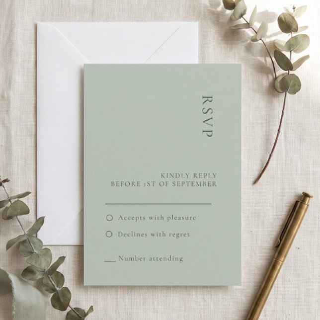 Simple Sage Green Wedding RSVP card (Creator Uploaded)