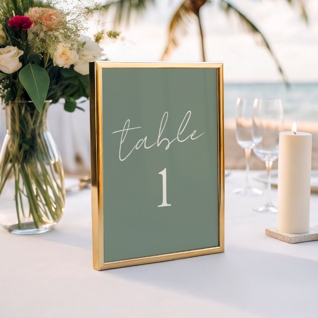 Simple Sage Green Wedding  Table Number (Creator Uploaded)