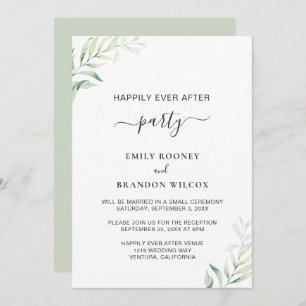 Simple Sage Greenery Elegant Wedding Reception Invitation