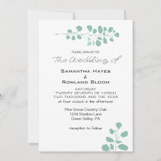 Simple Sage Greenery Wedding Invitation 