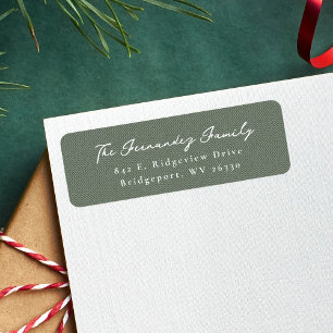 Simple sage herringbone Christmas return address Label