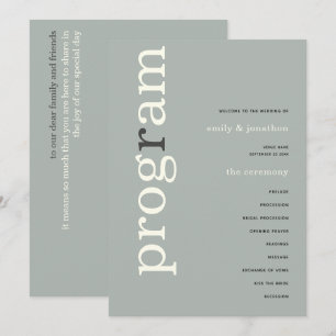 Simple Sage Ivory Text Wedding Program