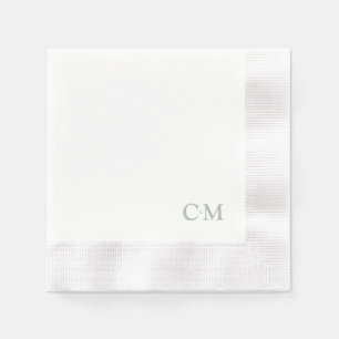 Simple Sage Monogram Wedding Cocktail Napkin
