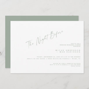 Simple Sage The Night Before Rehearsal Dinner Invitation