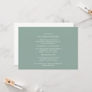 Simple Sage Wedding Details 2 Hotel Invitation