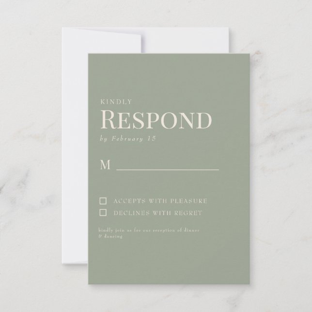 Simple Sage Wedding RSVP Card (Front)