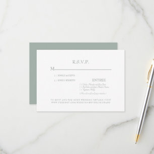 Simple Sage & White  Wedding RSVP Card