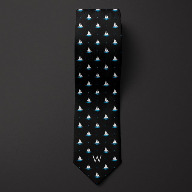 Simple Sailboat Monogram Tie (Creator Uploaded)