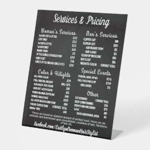 Simple Salon Menu Pedestal Sign