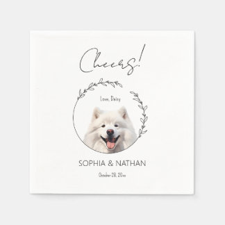 Simple Samoyed Dog Wedding Cocktail Napkin