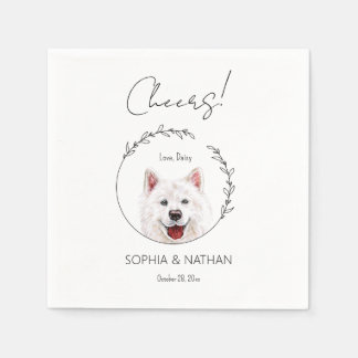 Simple Samoyed Dog Wedding Cocktail Napkin