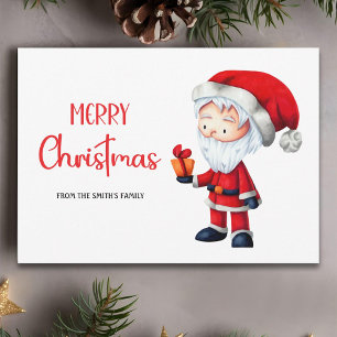 Simple Santa Claus Merry Christmas Holiday Card