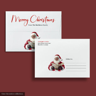 Simple Santa Claus Stylish Modern Holiday Envelope