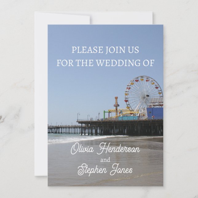Simple Santa Monica Pier Ferris Wheel Invitation (Front)