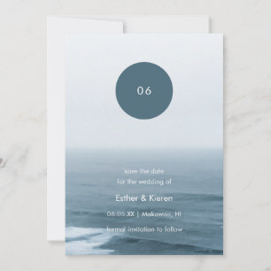 Simple Save the Date Blue Ocean Beach Wedding
