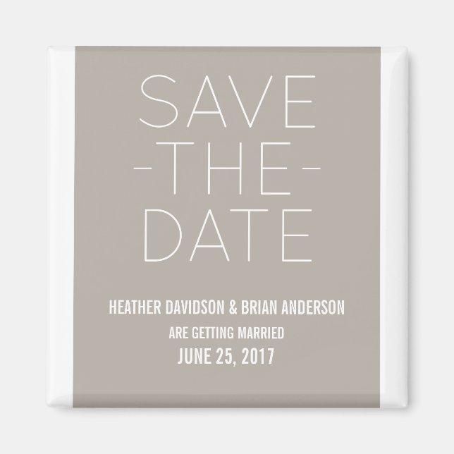 Simple Save the Date Magnet, Beige Magnet (Front)